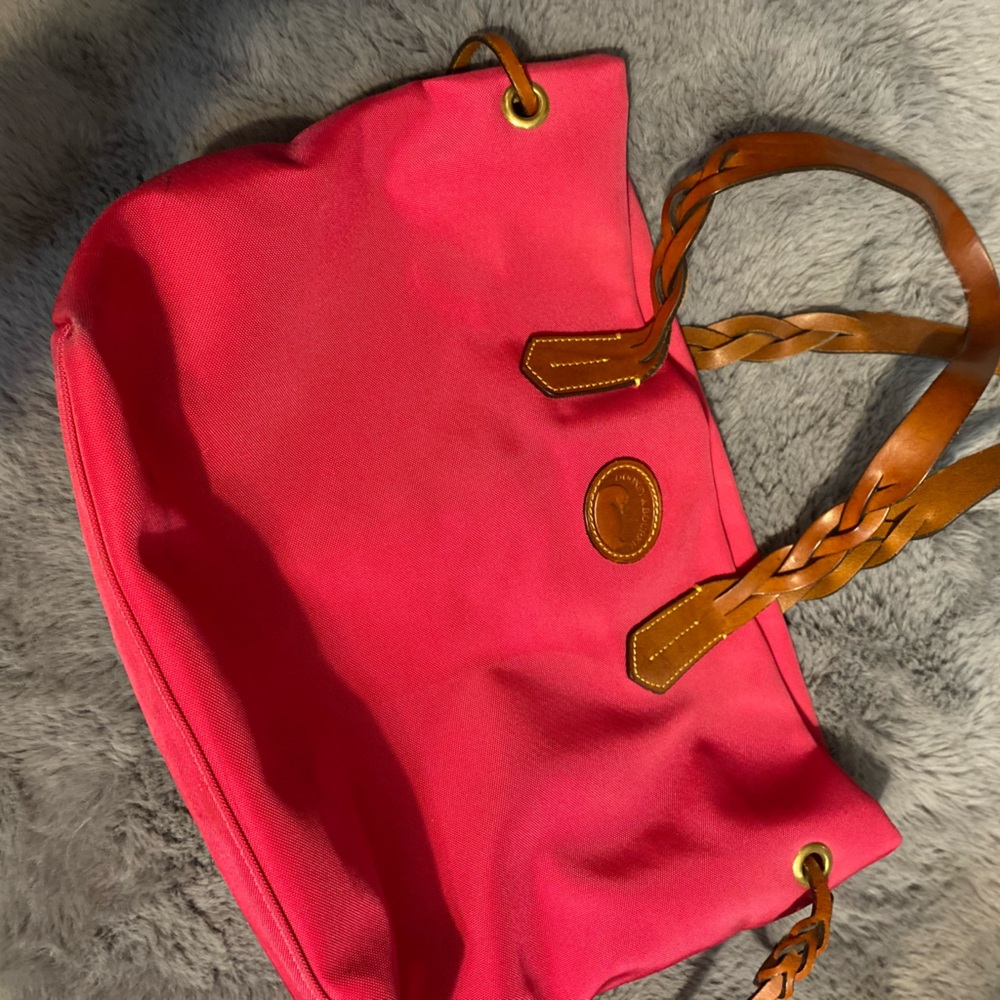 Coach Pink Tote with Braided Tan Handles